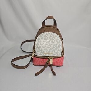 Michael Michael Kors Rhea Zip Dahlia Multi XS MSGR Backpack Leather Purse